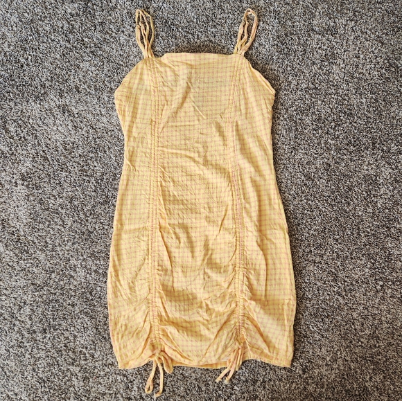 Yellow Checkered Dress with Tie Straps - Picture 1 of 6